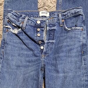 AGOLDE High-Rise Button-Fly Blue Jeans!